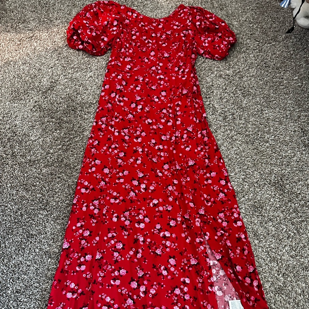 NWT Old Navy Floral Midi Puff Sleeve Dress
